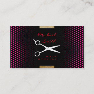 Hair Stylist Modern Deep Rosa Polka Dot Visitkort