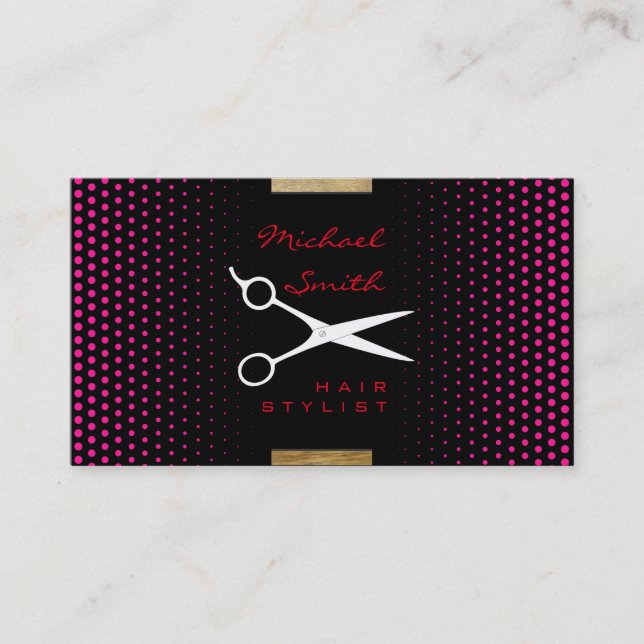 Hair Stylist Modern Deep Rosa Polka Dot Visitkort (Framsida)