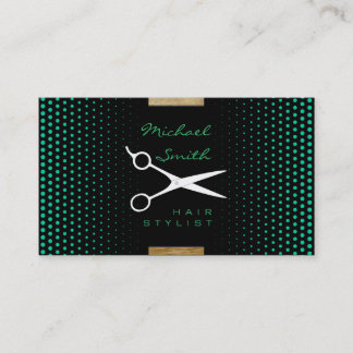 Hair Stylist Modern Grönt Karibien Polka Dot Visitkort