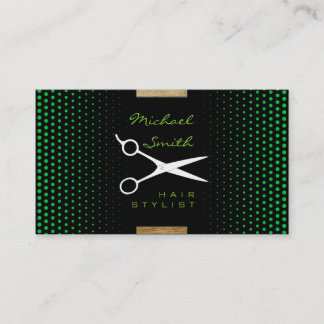 Hair Stylist Modern Grönt Polka-punkt Visitkort