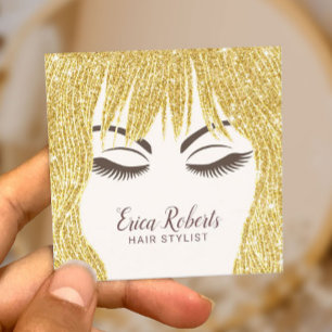 Hair Stylist Modern Guld Hair Girl Beauty Salon Fyrkantigt Visitkort