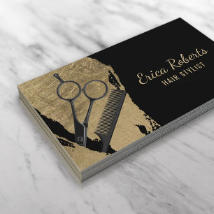 Hair Stylist Modern Guld Push Stroke Salon Visitkort