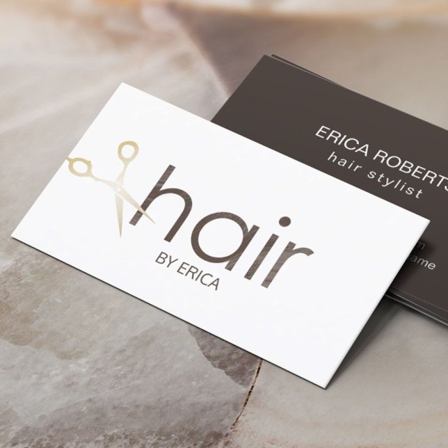Hair Stylist Modern Guld Scissor Hair Salon Visitkort (Skapare uppladdad)