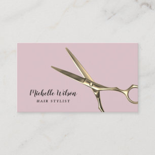 Hair Stylist Modern Guld Scissor Rosa Salon Visitkort