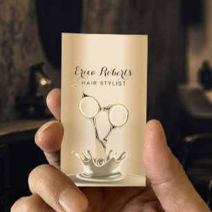 Hair Stylist Modern Guld Scissor & Stänk Salon Visitkort
