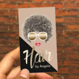 Hair Stylist Modern Guld-skript Afro Hair Visitkort