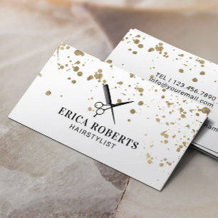 Hair Stylist Modern Guld Splatters Hairdresser Visitkort