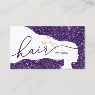 Hair Stylist Modern Lila Glitter Beauty Salon Tidsbeställning Kort