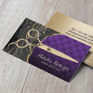 Hair Stylist Modern Lila Guld Agate Beauty Salon Visitkort
