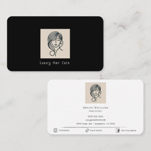 Hair Stylist Modern Minimal Beige White Minimalist Visitkort