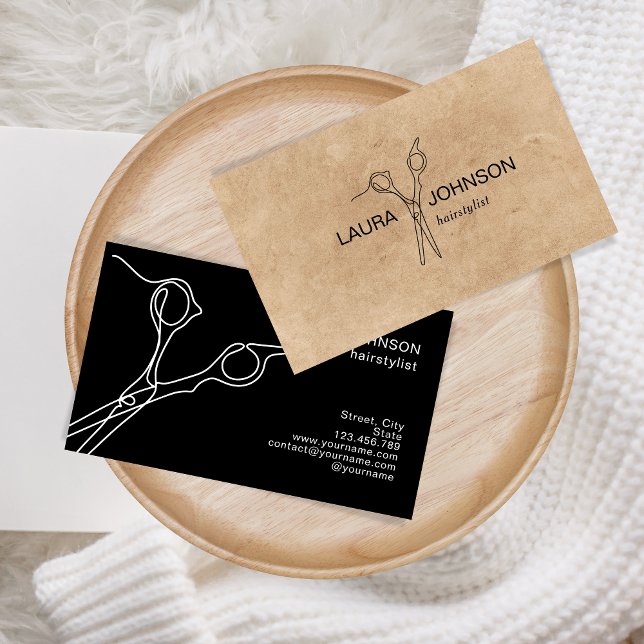 Hair Stylist Modern Minimalist Simple Sissons Visitkort (modern line minimalist scissors)