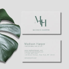 Hair stylist modern monogram initialer grått visitkort