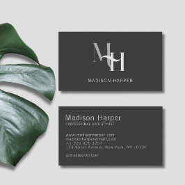 Hair stylist modern monogram initialer kol visitkort