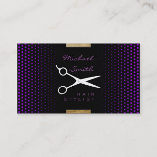 Hair Stylist Modern Mörk Violet Polka-punkt Visitkort