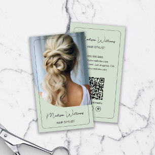 Hair Stylist Modern Photo Sage Grönt Visitkort