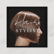 Hair stylist modern photo  square business card