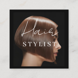 Hair stylist modern photo square business card fyrkantigt visitkort