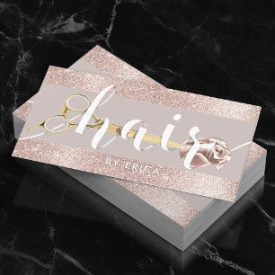 Hair Stylist Modern Ro Guld Glitter Beauty Salon Visitkort