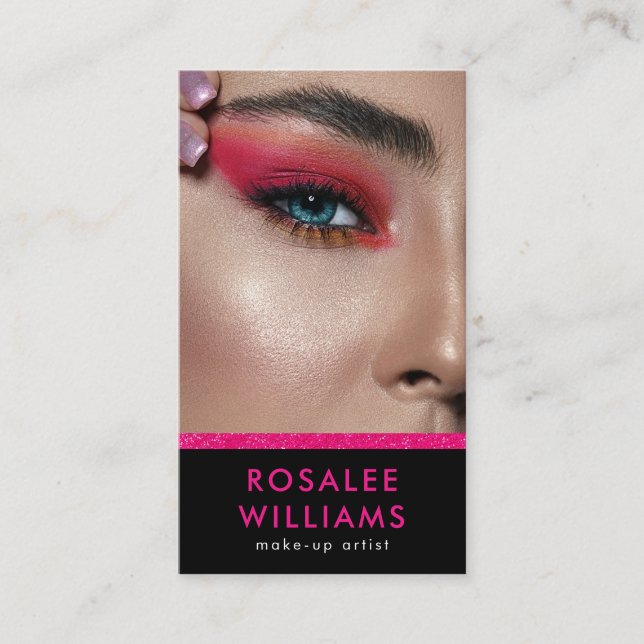 Hair Stylist Modern Rosa Glitter Salon Visitkort (Framsida)