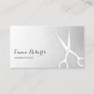 Hair Stylist Modern Scissor Hair Salon Silver Visitkort