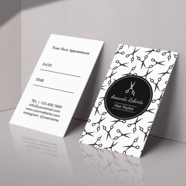 Hair Stylist Modern Scissor Mönster Möte Tidsbeställning Kort (Skapare uppladdad)