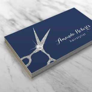 Hair Stylist Modern Scissor Navy Blue Möte Tidsbeställning Kort