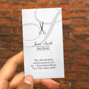 Hair Stylist Modern Script Monogram Visitkort