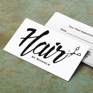 Hair Stylist Modern Script Salon Möte Tidsbeställning Kort