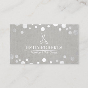 Hair Stylist Modern Silver Dots Elegant Salon Visitkort