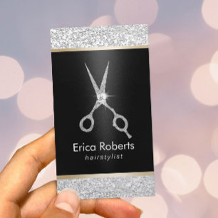 Hair Stylist Modern Silver Glitter Möte Tidsbeställning Kort