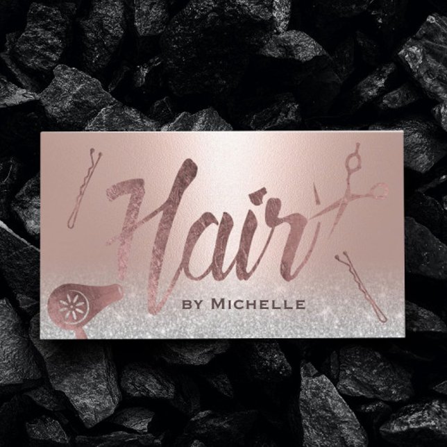 Hair Stylist Modern Typografi  Ro Guld Visitkort (Skapare uppladdad)