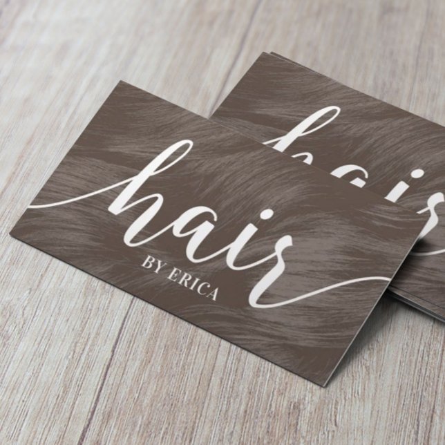 Hair Stylist Modern Typography Brown Hair Salon Visitkort (Skapare uppladdad)