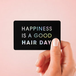 Hair Stylist Modern Typography Rainbow Foil Black Visitkort