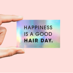 Hair Stylist Modern Typography Rainbow Foil Visitkort