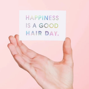 Hair Stylist Modern Typography Rainbow Foil White Visitkort