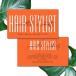 Hair stylist modern typography script neon orange visitkort<br><div class="desc">Hair stylist modern typography script neon orange</div>