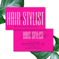 Hair stylist modern typography script neon rosa