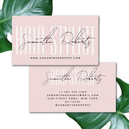 Hair stylist modern typography script  rosa visitkort