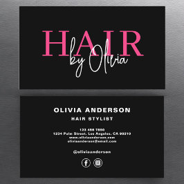 Hair Stylist Modern Typography-Shock rosa Visitkort