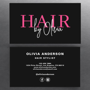 Hair Stylist Modern Typography-Shock rosa Visitkort