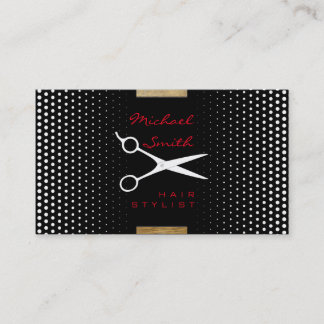 Hair Stylist Modern White Polka Dot Visitkort