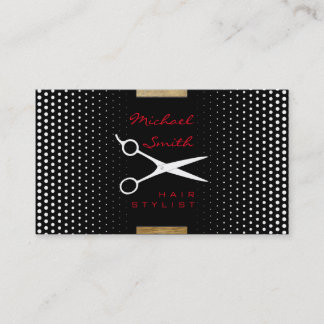 Hair Stylist Modern White Polka Dot Visitkort