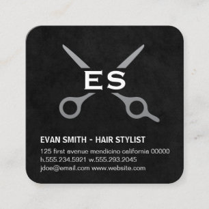 Hair Stylist Monogram Barber Fyrkantigt Visitkort