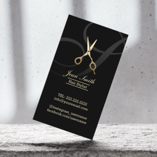 Hair Stylist Monogram Guld Scissor Modern Visitkort