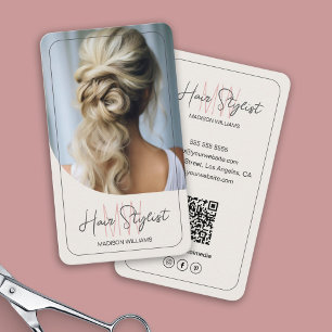 Hair Stylist Monogram Logotyp Photo Tan Visitkort