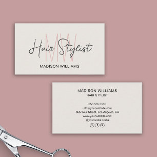 Hair Stylist Monogram Logotyp Tan Visitkort