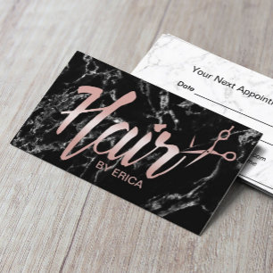 Hair Stylist Möte Classy Script Mörk Marble Tidsbeställning Kort