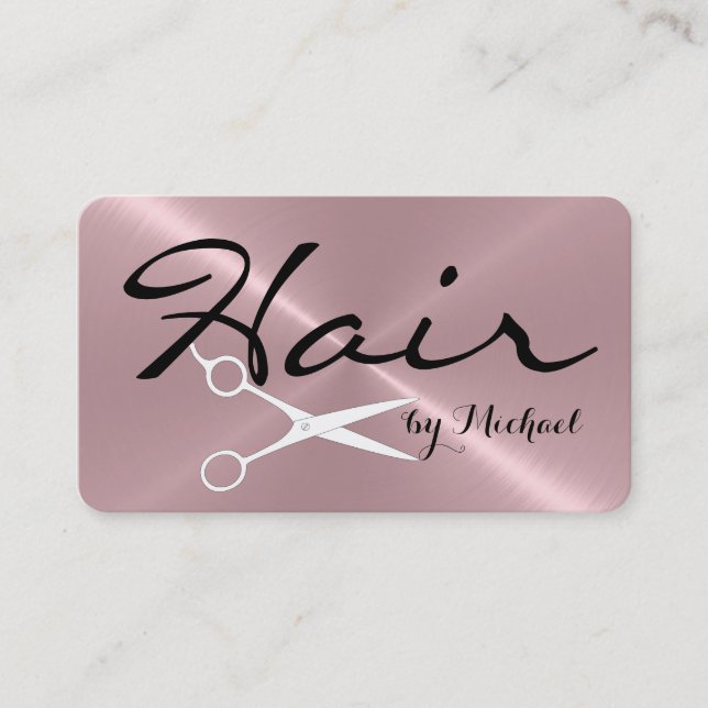 Hair Stylist Möte Stainless Steel Metall #2 Tidsbeställning Kort (Framsida)