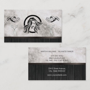 Hair Stylist och Beauty Marble Wood Visitkort