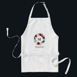 Hair Stylist och Makeup Artist Blommigt Burgundy Förkläde<br><div class="desc">Hair Stylist and Makeup Artist - Watercolor Burgundy Marsala Blue Red Blommigt Monogram och Namn Apron</div>
